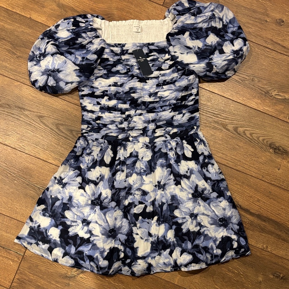 Floral Blue and White Kids Dress